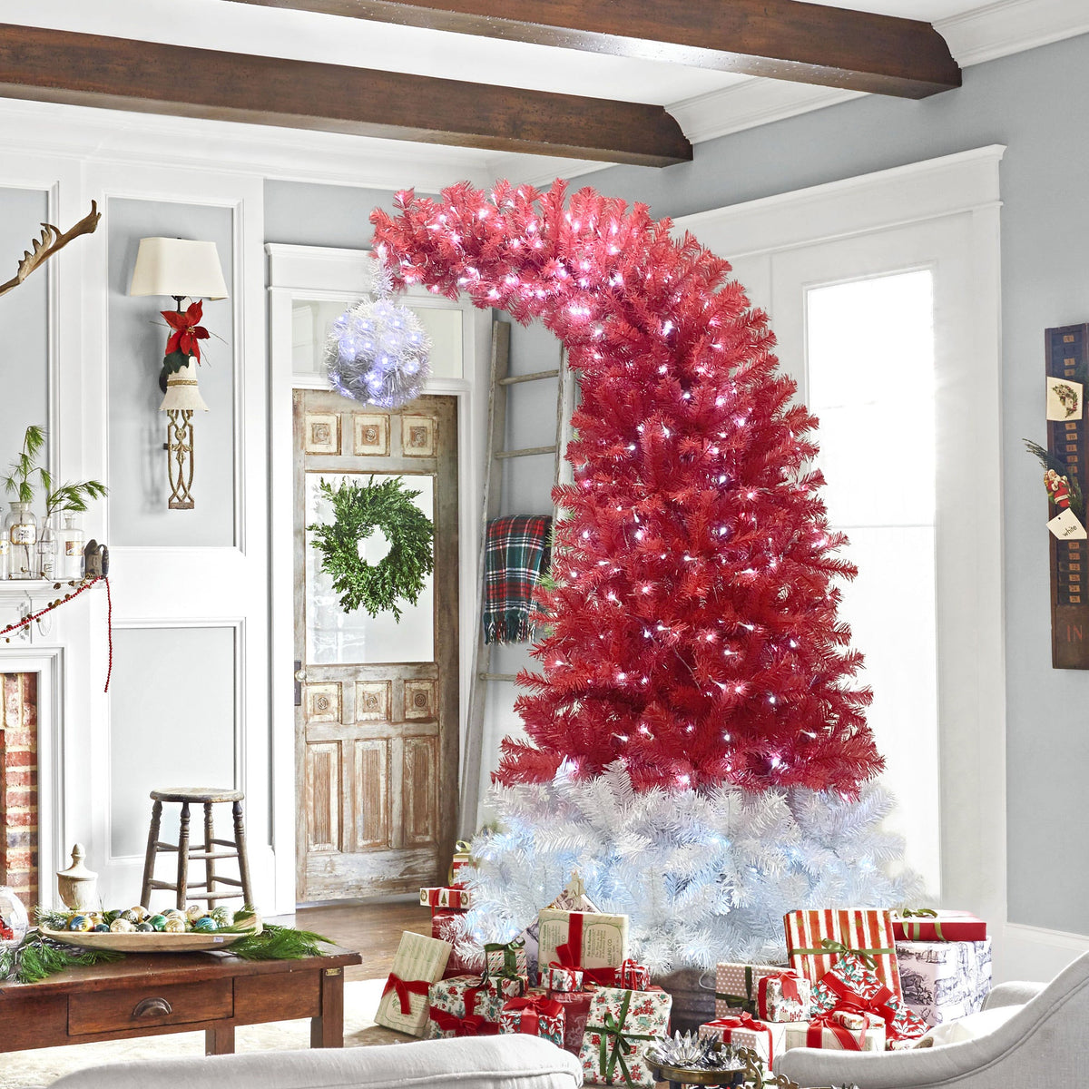 6FT Curved Top Artificial Christmas Tree With Lights