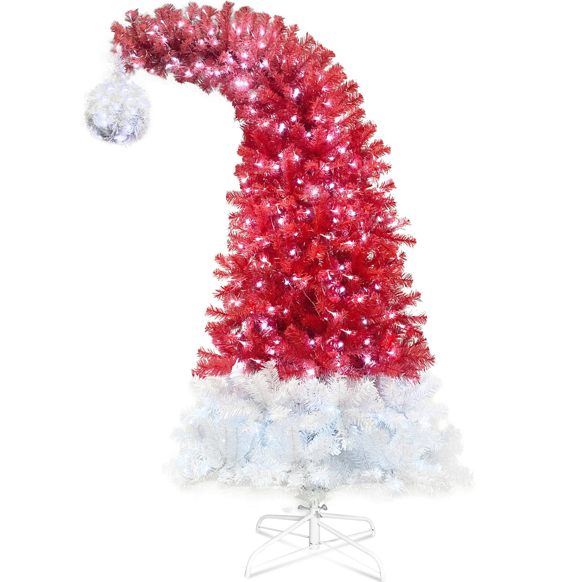 6FT Curved Top Artificial Christmas Tree With Lights