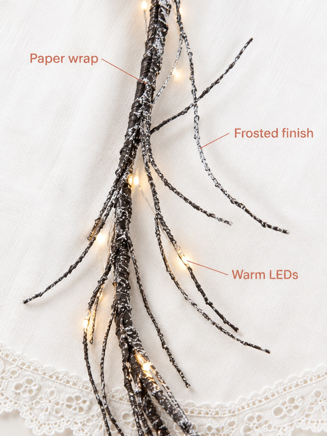 6ft Paper Garland with LED Lights for Winter Decor