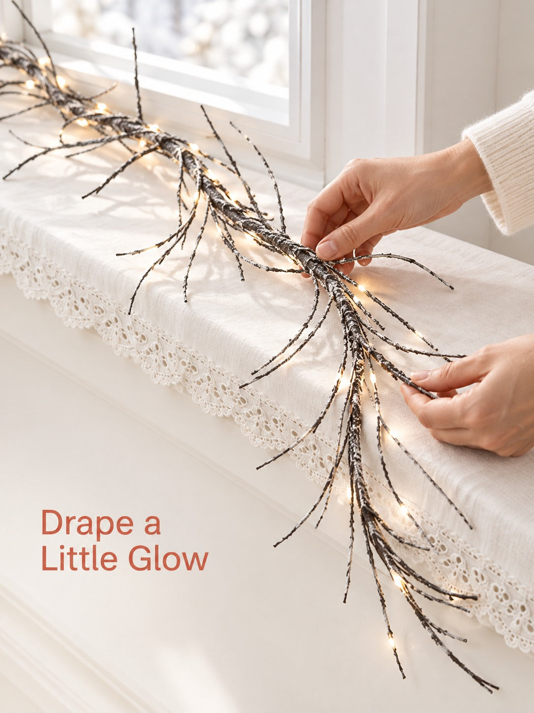6ft Paper Garland with LED Lights for Winter Decor