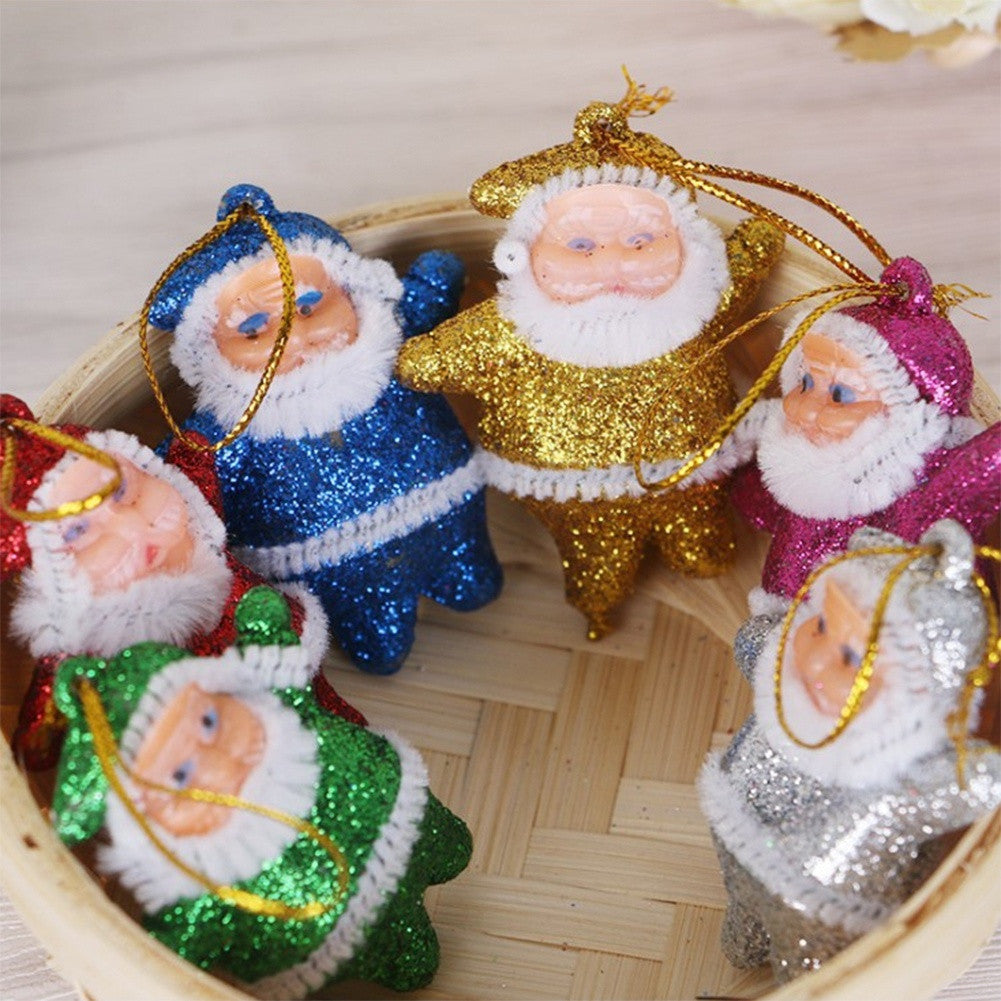 Christmas Santa Ornaments | Colorful 6-Piece Tree Set