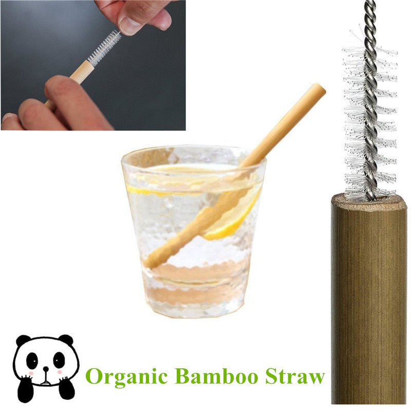 Reusable Bamboo Travel Cutlery Set with Straw & Pouch