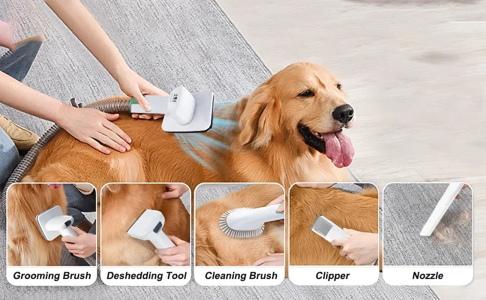 7-in-1 Pet Grooming Vacuum Kit for Cleaner Home Trims