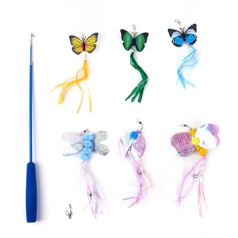 Cat Wand Toy Set 7 Pc Interactive Fishing Rod Teasers