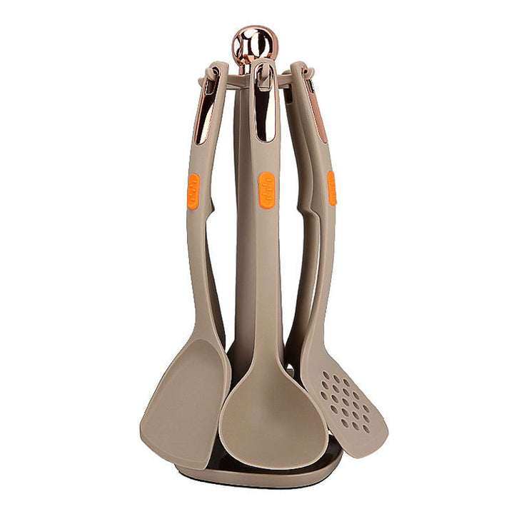 7-Piece Silicone Cooking Utensil Set with Rotating Stand