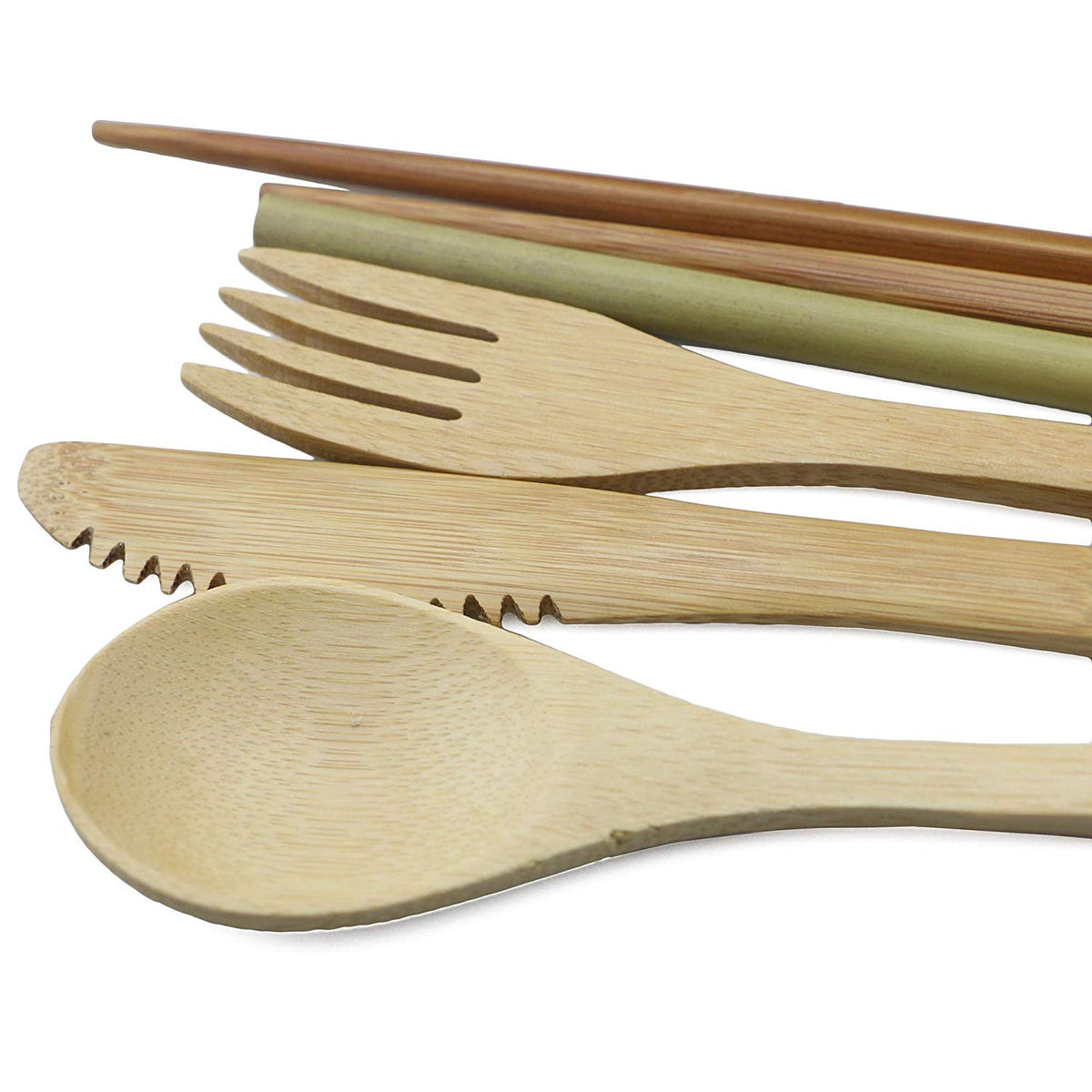 Bamboo Travel Cutlery Set With Pouch, 7 Pieces