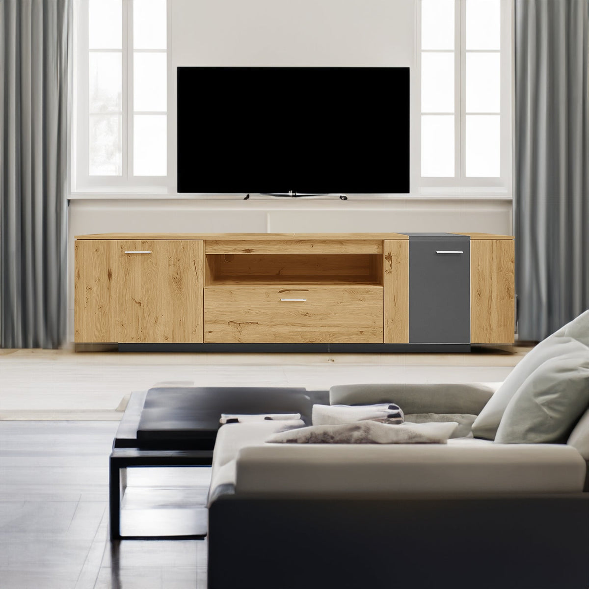 70 Inch TV Stand with Storage for TVs Under 80 Inches