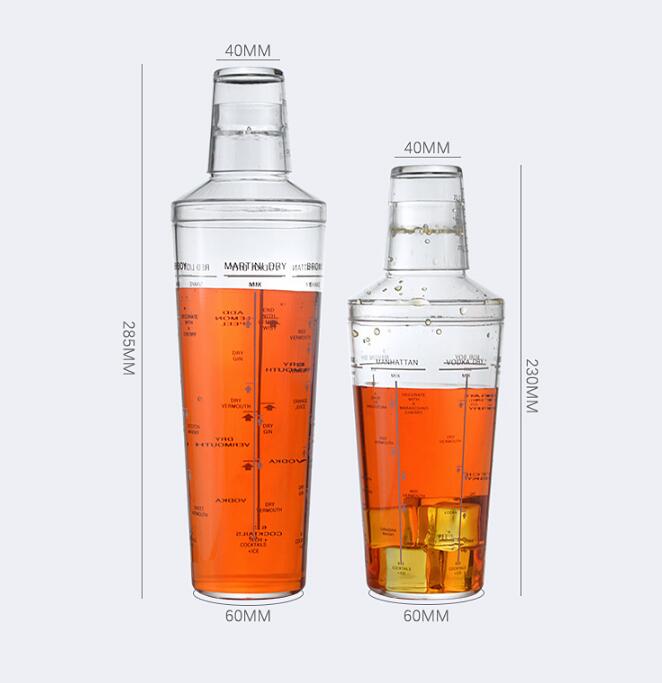 Plastic Cocktail Shaker Set with Jigger & Recipe Guide