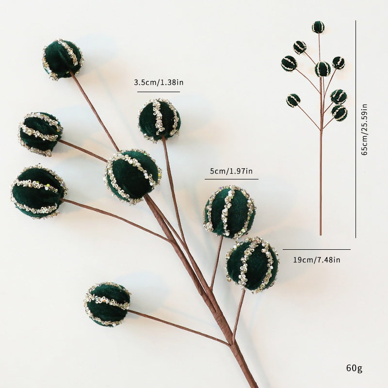 Velvet Christmas Ball Branches for Elegant Holiday Decor
