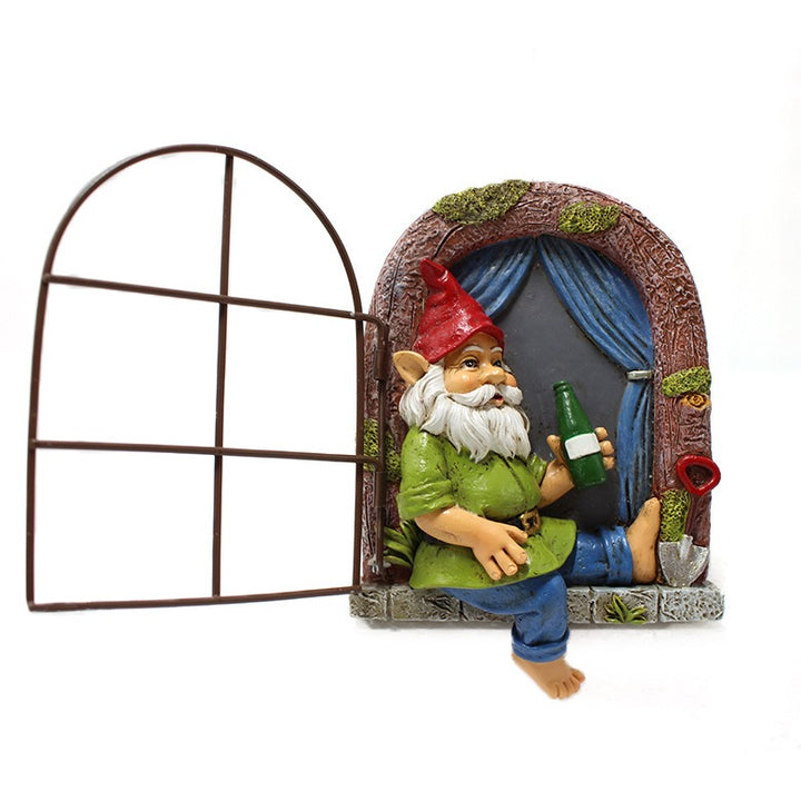Gnome Tree Window Garden Decor That Opens and Closes