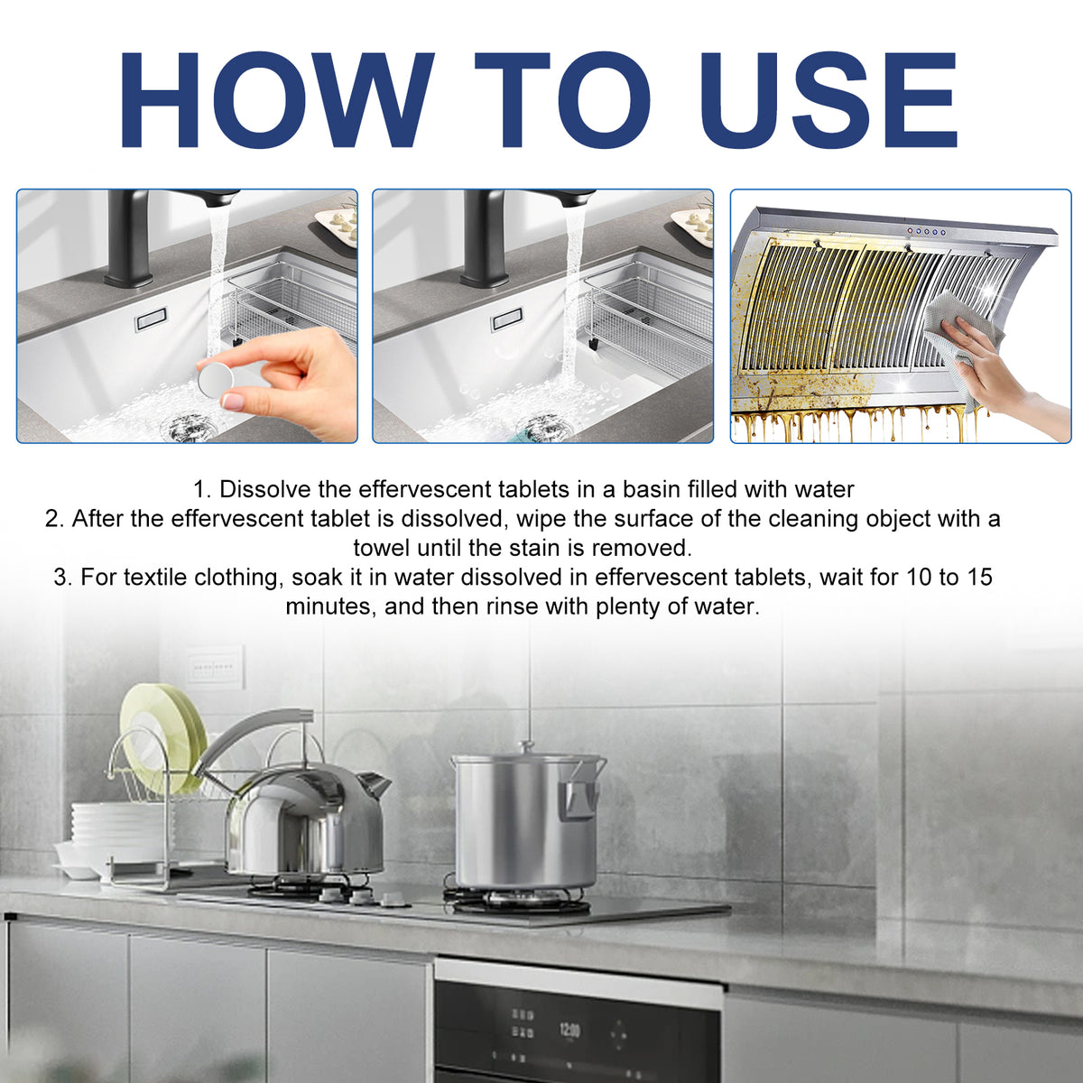 Bio-Enzyme Cleaning Tablets for 99% Stain Removal