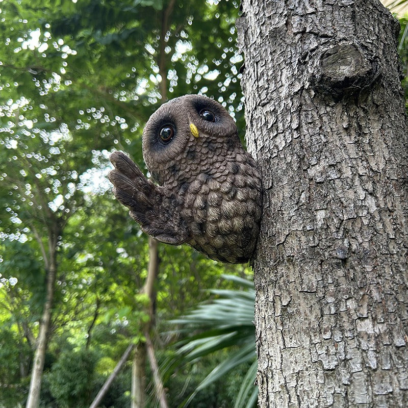 Lifelike Resin Owl Garden Decor for Trees and Shelves