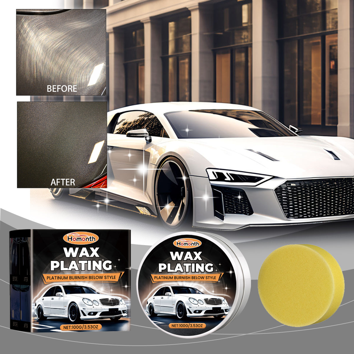 Car Polish Wax Kit for Scratch Repair & Deep Gloss