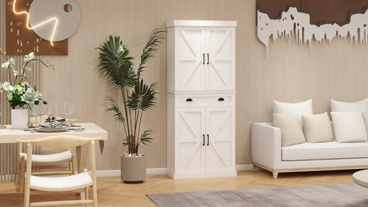 71" Farmhouse Pantry Cabinet with Doors and Drawer