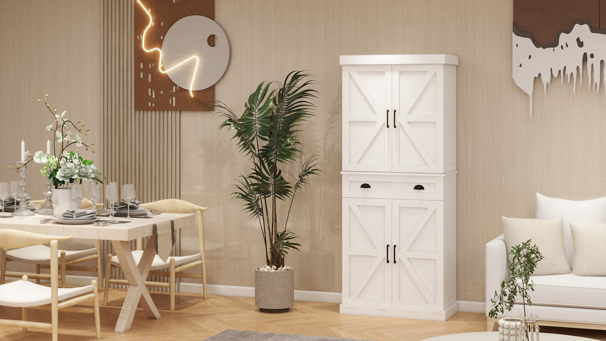 71" Farmhouse Pantry Cabinet with Doors and Drawer