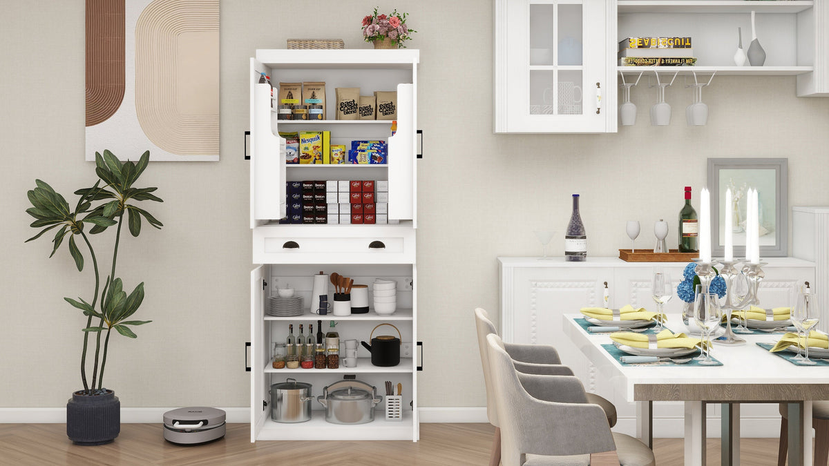 71" Farmhouse Pantry Cabinet with Doors and Drawer