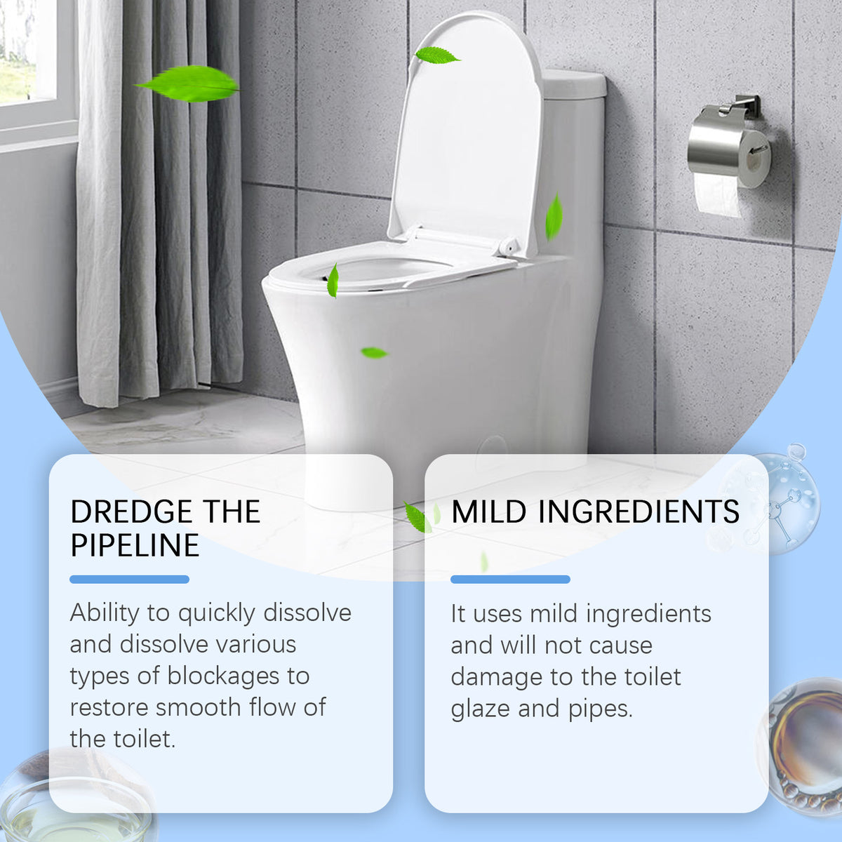 Toilet Drain Cleaning Powder for Blockages & Odors, 8 Sachets