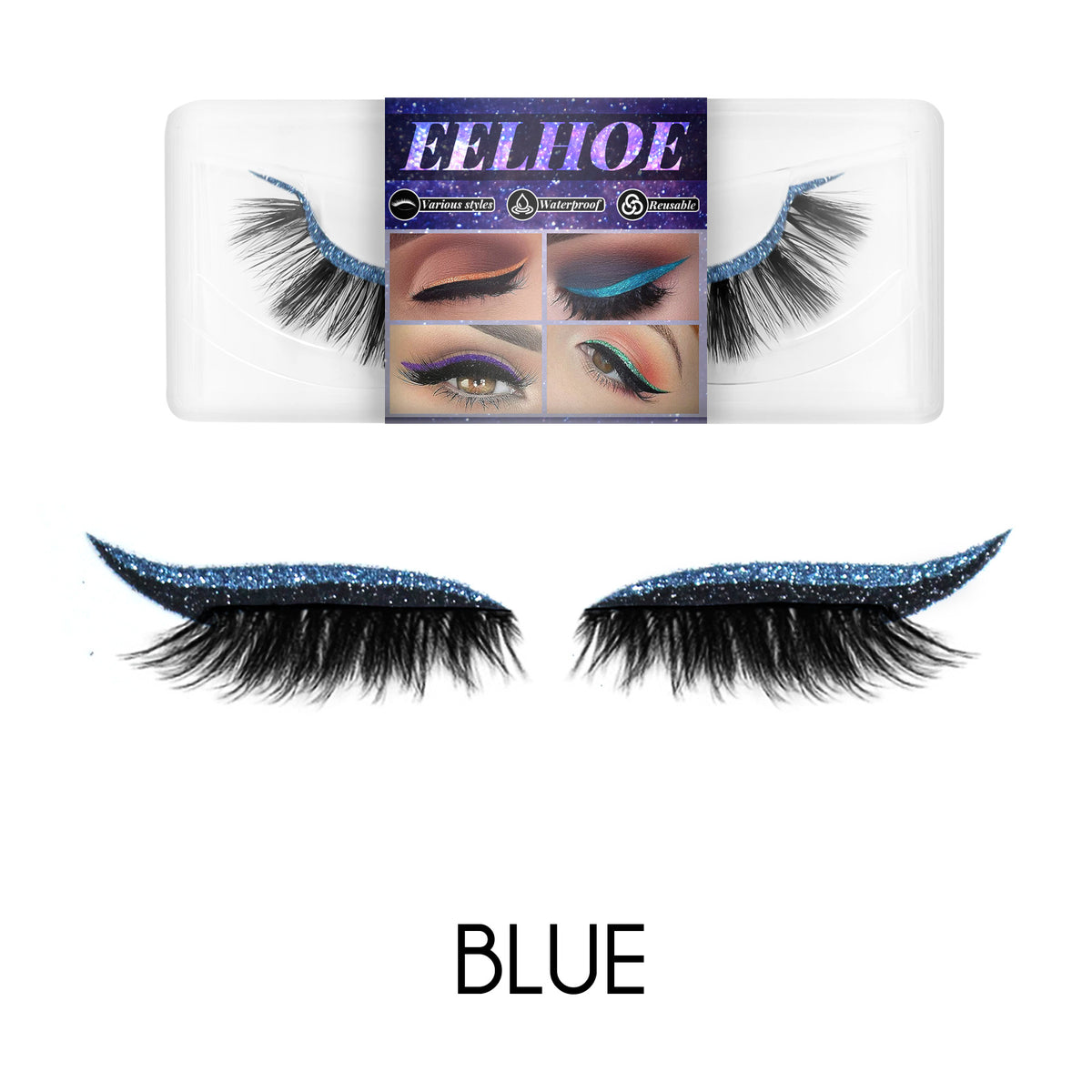 Self-Adhesive False Eyelashes With Glitter Eyeliner
