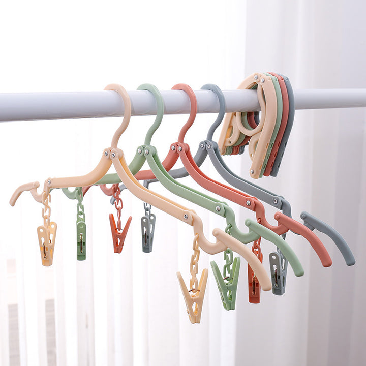 Travel Folding Clothes Hanger with Clips for Sock Drying
