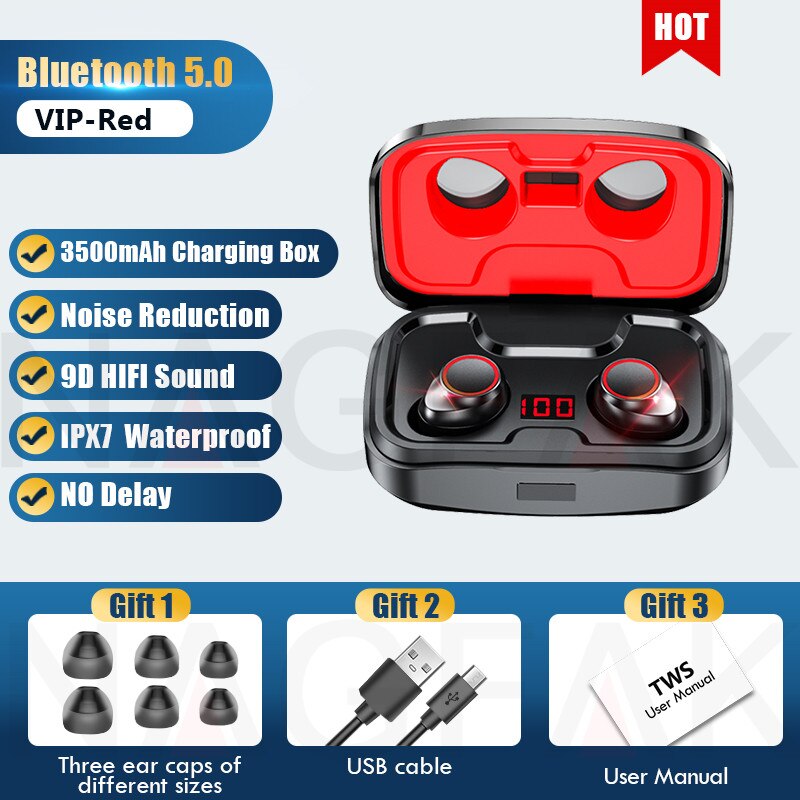 Sweatproof Wireless Earbuds with ANC and 3500mAh Case