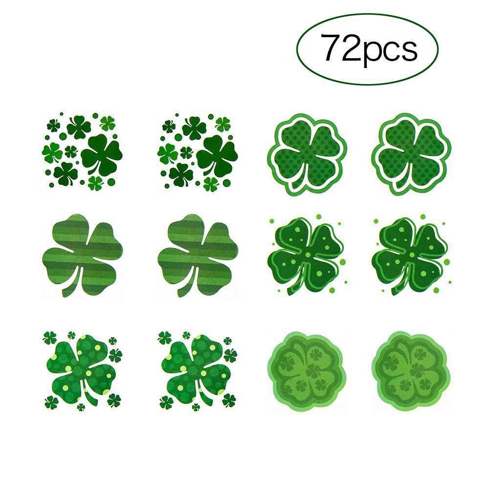 St. Patrick's Day Face Stickers, 72-Piece Clover Set