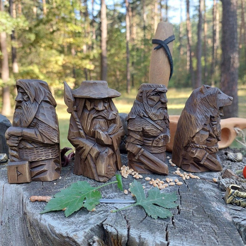 Norse God Figurines Set: Odin, Thor, Tyr & Ulfhednar