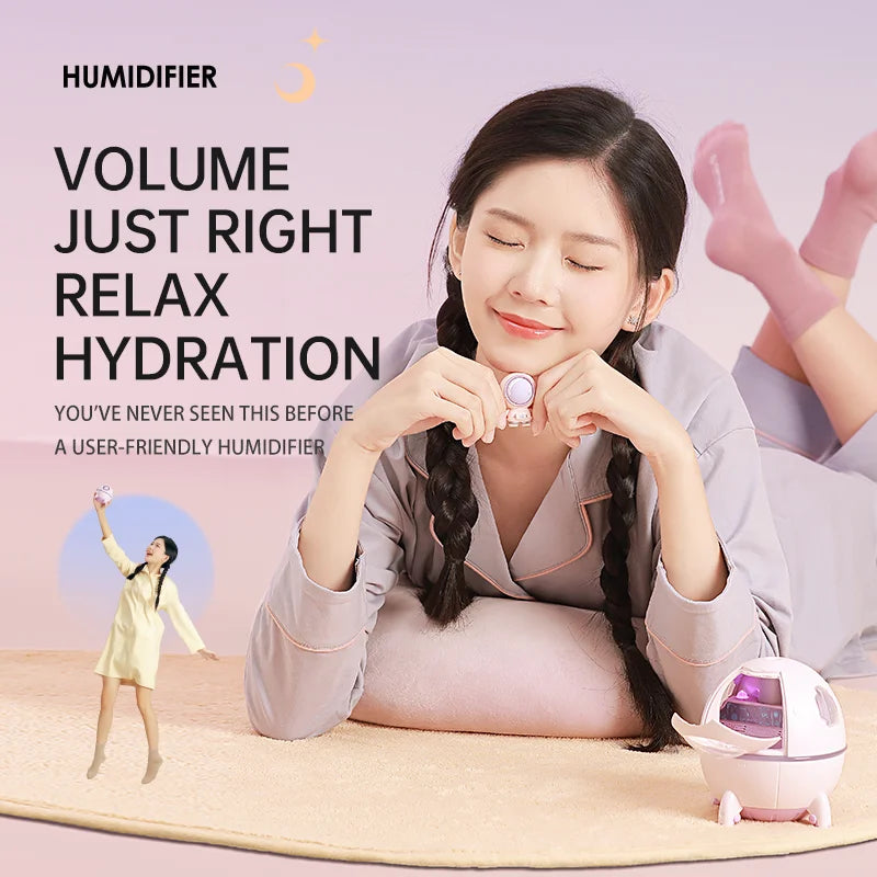 Astronaut Capsule Humidifier with Colorful LED Glow