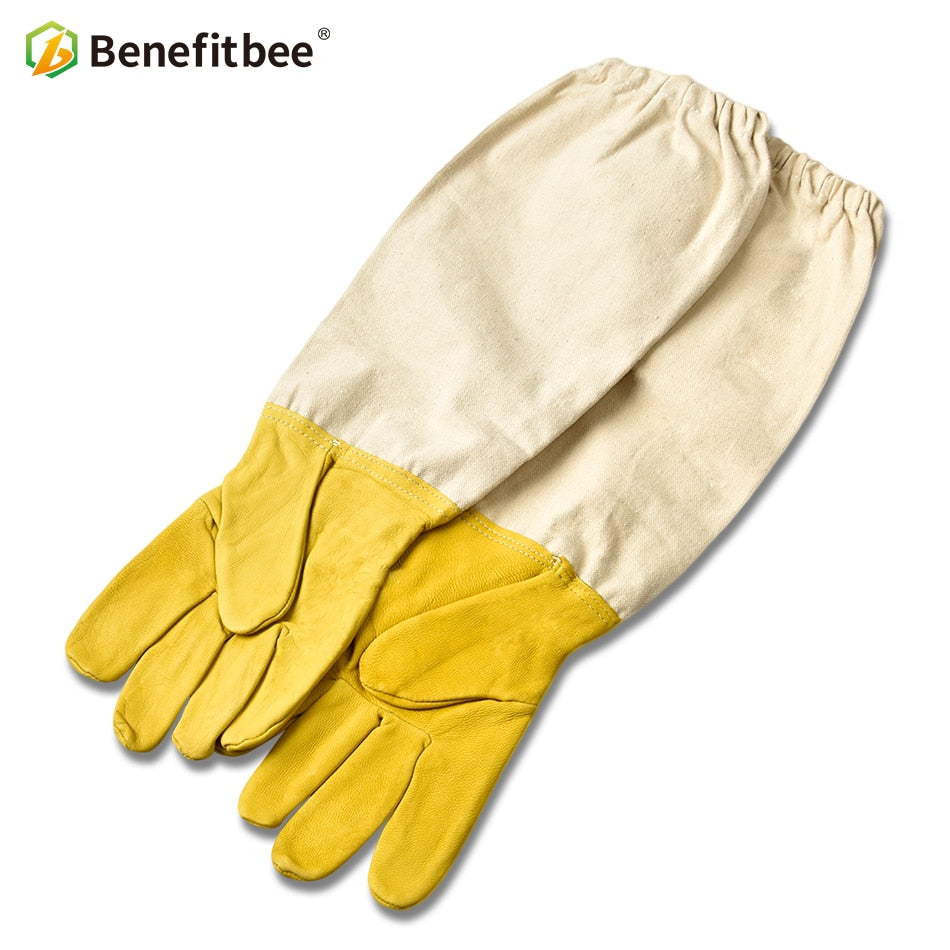 Beekeeping Gloves with Sheepskin Palms & Long Sleeves