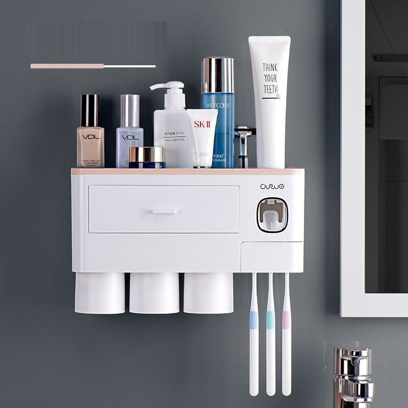 Wall Mounted Toothbrush Holder with Toothpaste Squeezer