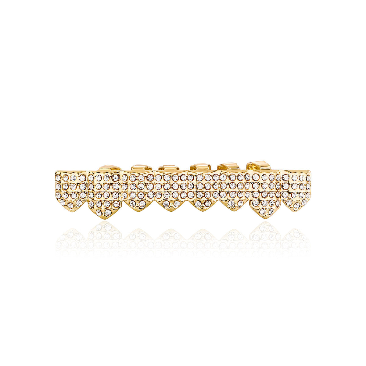 Gold Tooth Grillz Set — Full Iced-Out 8-Tooth Rhinestone