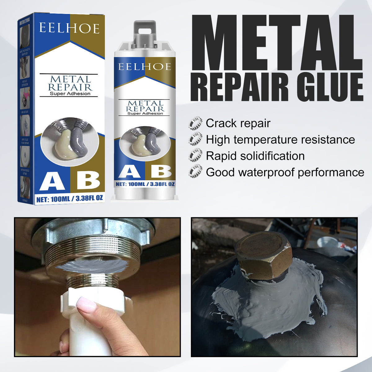 Metal Repair Adhesive for Cracks, Leaks and High Heat