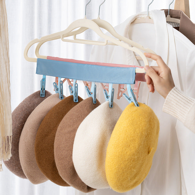 Portable Hat Drying Hanger with Spring Clips for Caps