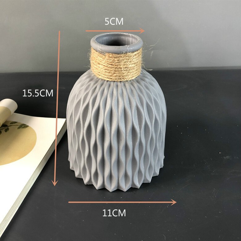 Unbreakable Plastic Vase Ceramic-Look for Dried Flowers