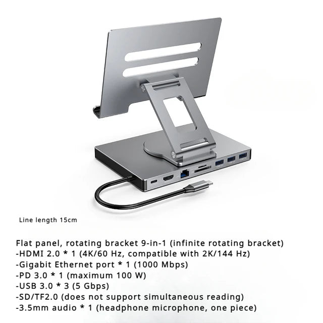 USB-C Docking Station: 4K60Hz HDMI, Ethernet, 100W PD