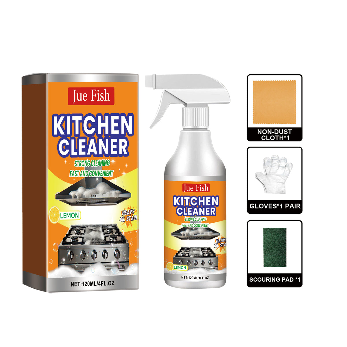 Kitchen Grease Cleaner Spray for Fast Heavy-Oil Cleanup