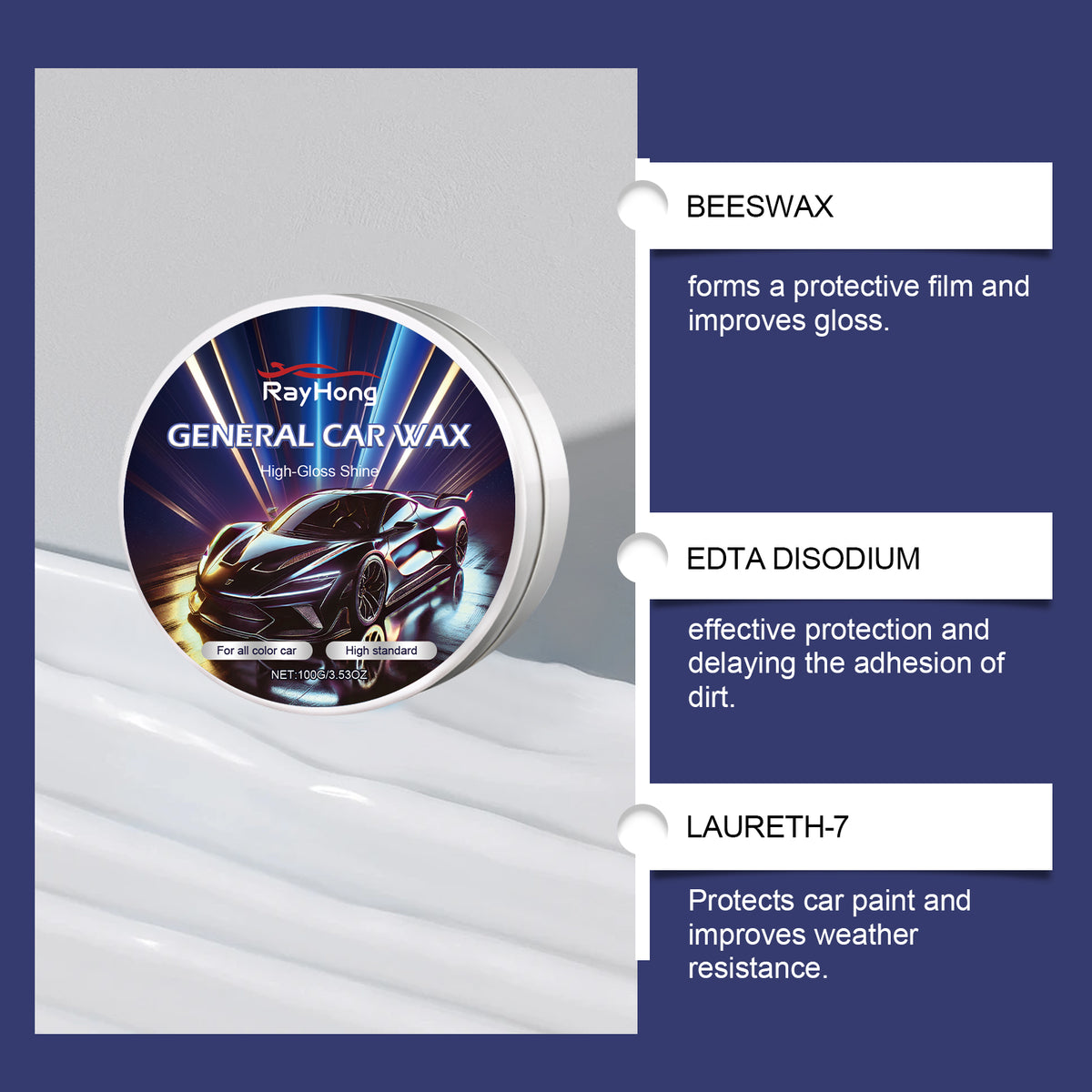 Car Paint Wax Cream for High-Gloss Shine Protection
