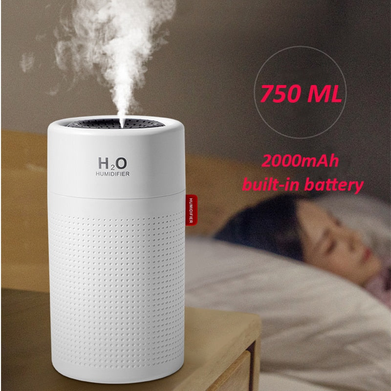 Cordless 750ml Air Humidifier with Rechargeable Battery