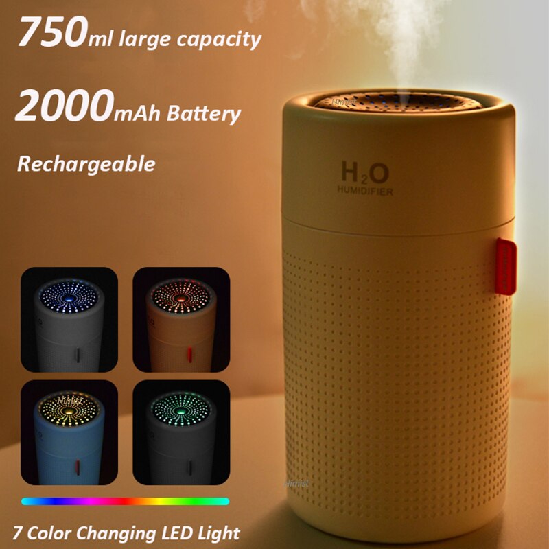 Cordless 750ml Air Humidifier with Rechargeable Battery