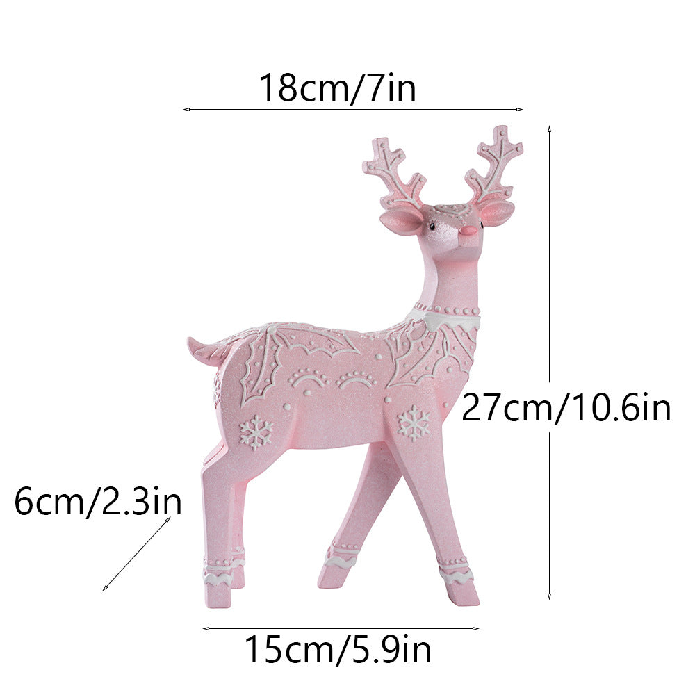 Christmas Resin Reindeer Decor Pair for Rustic Mantels