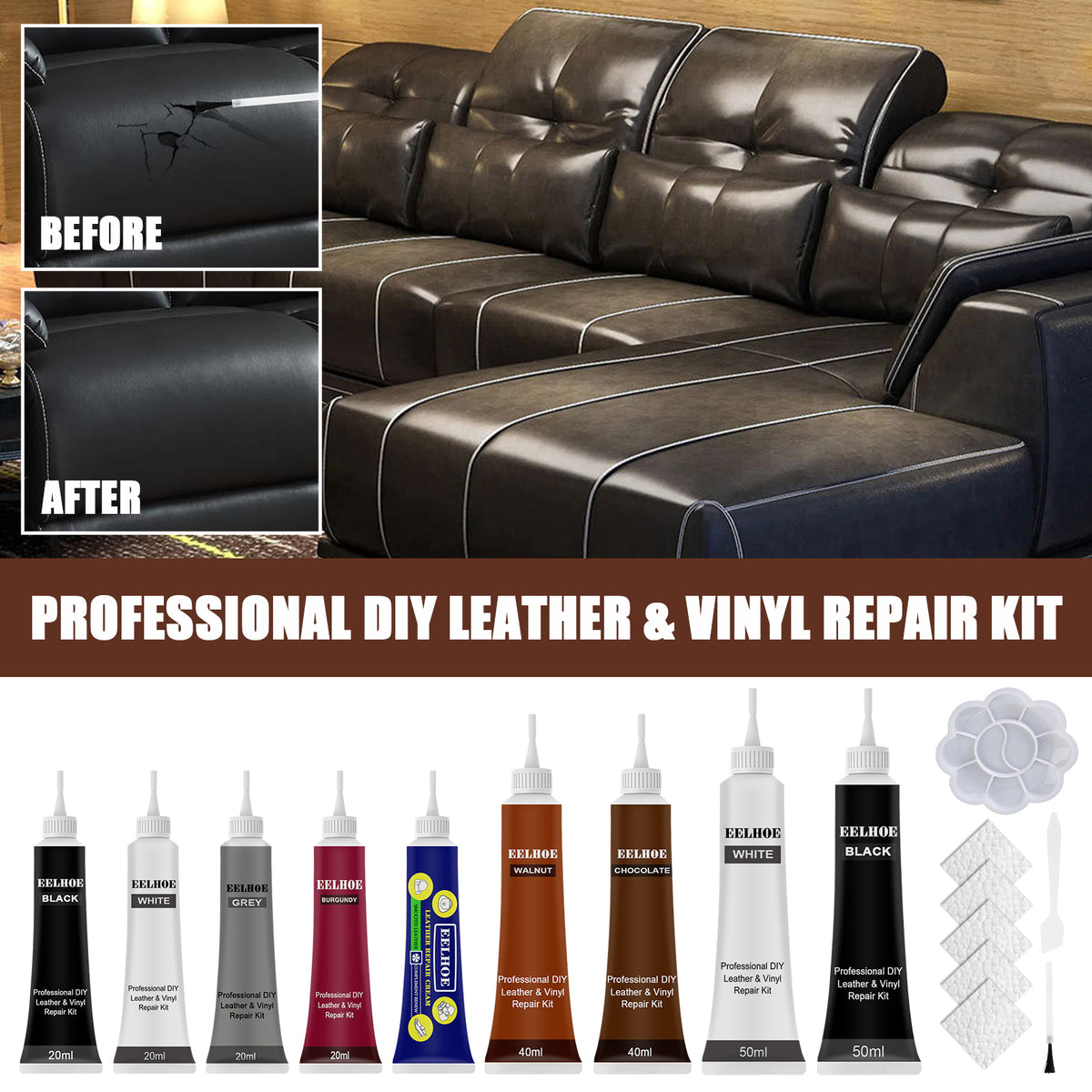 Grey Leather Touch-Up Cream for Worn Furniture & Cars