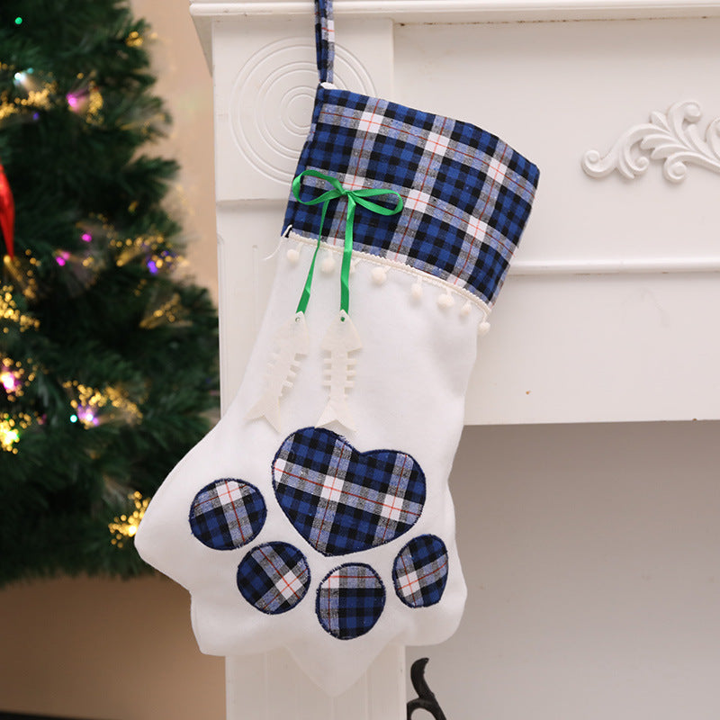 Paw Print Christmas Stockings for Dogs & Cats, Set of 2