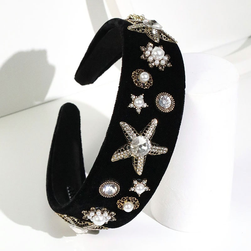 Black Velvet Pearl Headband for Instant Evening Glamour