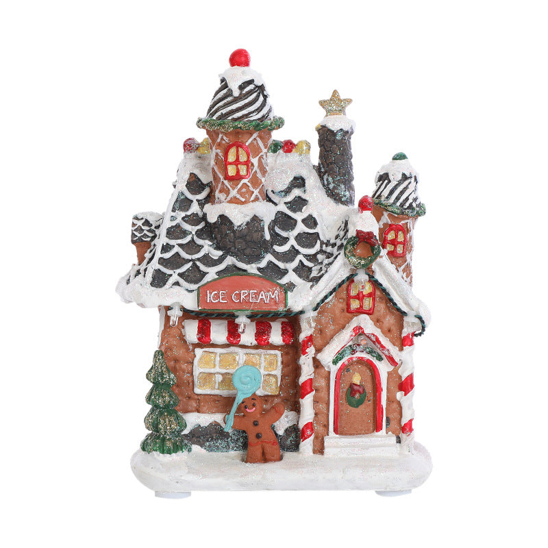 Christmas Village LED House Ornament With Colorful Lights