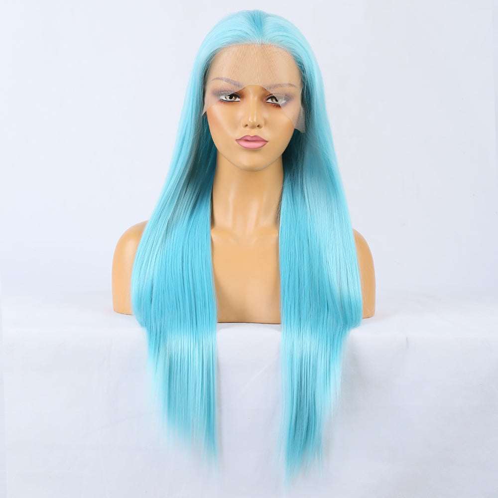 Blue Lace Front Wig – Long Aqua Straight Statement Hair