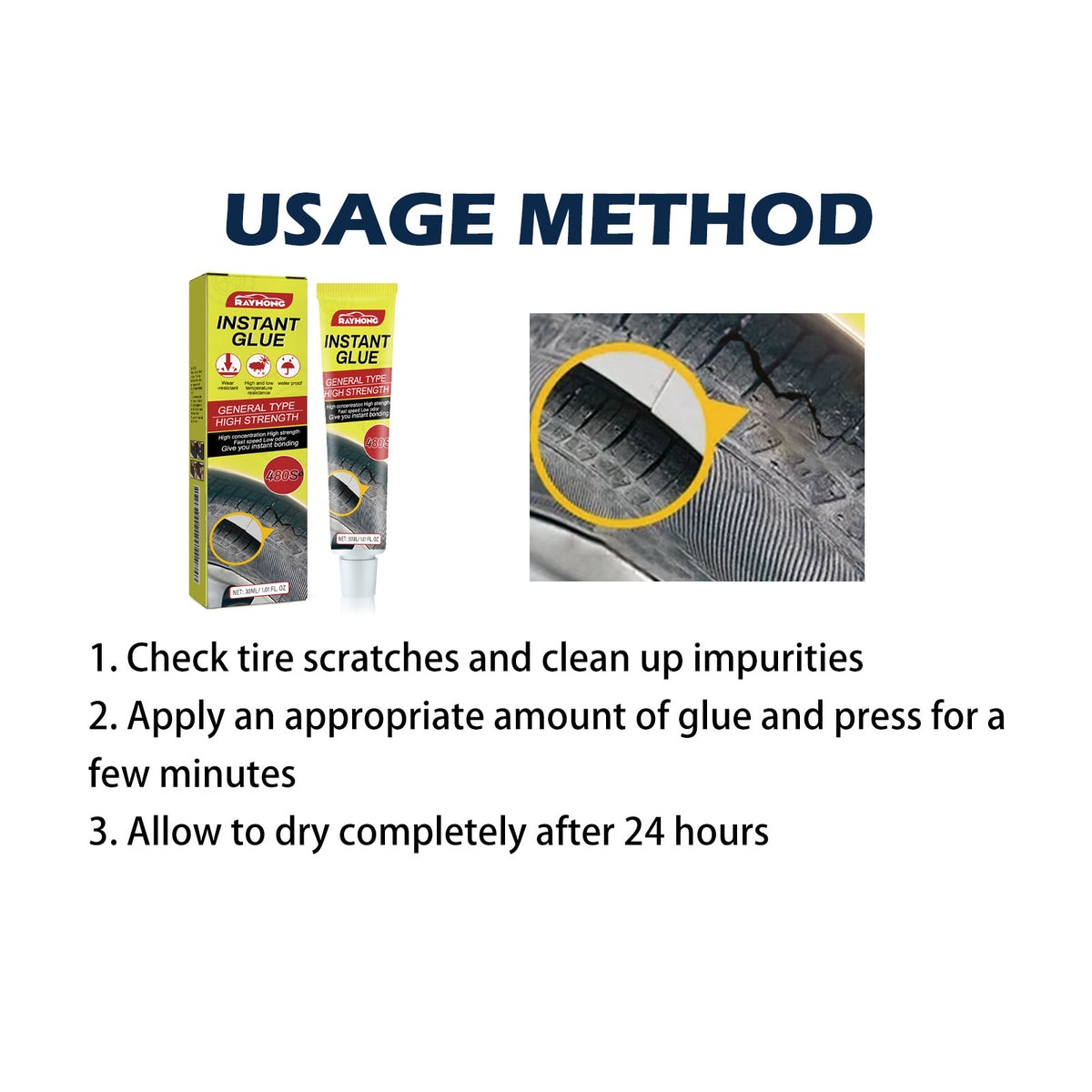Tire Crack Repair Glue – Instant High-Strength Adhesive