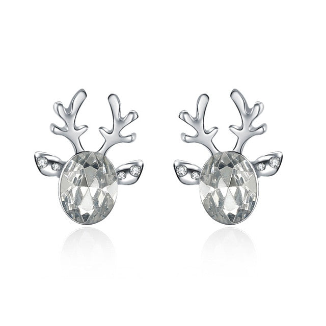Reindeer Stud Earrings With Elegant Pearl Centerpiece