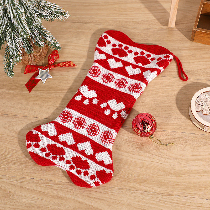 Christmas Bone Stocking Treat Gift Bag for Pet Gifts