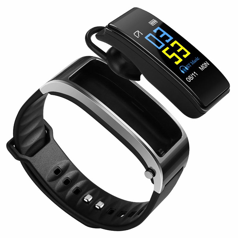 Smart Bracelet with Detachable Earbud and Heart Rate