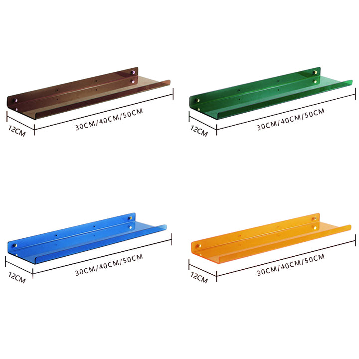 Colourful Acrylic Wall Shelf with Lip for Small Decor