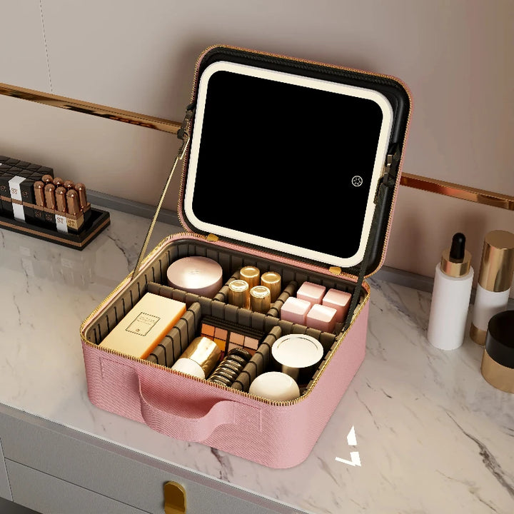 Makeup Case With LED Mirror and 3 Lighting Modes